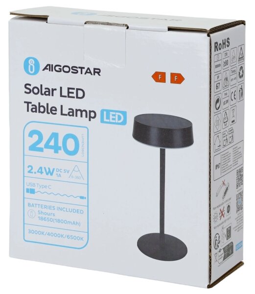 Aigostar - Lampada solare LED/2,4W/5V IP44