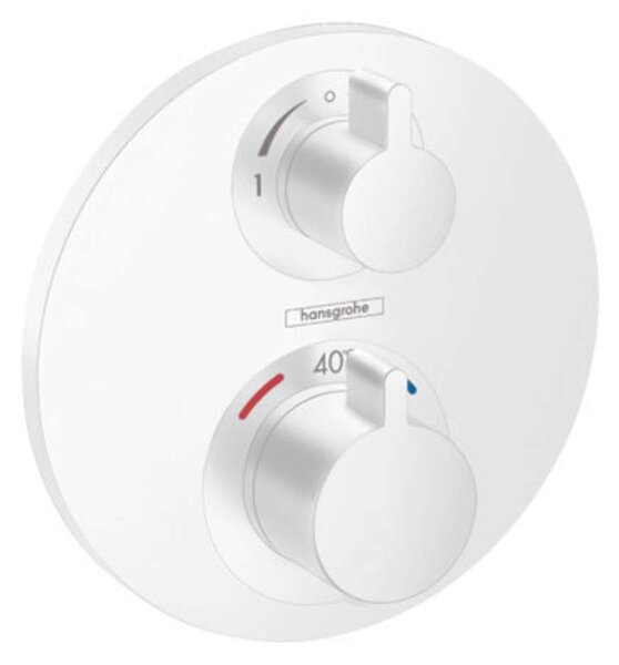 Hansgrohe Ecostat S - Miscelatore termostatico ad incasso per 2 utenze, bianco opaco 15758700