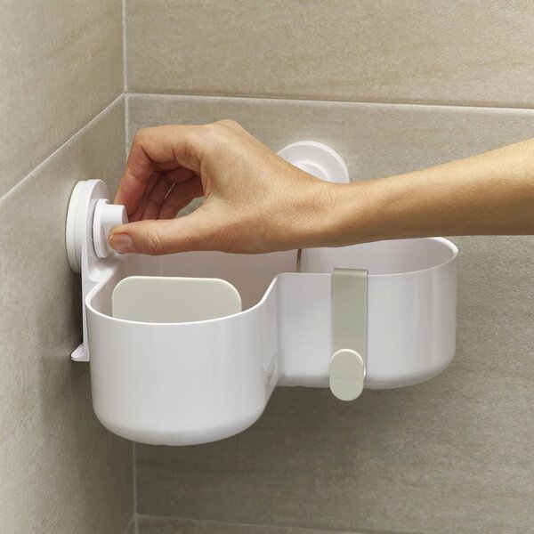 Scaffale da bagno in plastica ad angolo bianco senza forare Duo - Joseph Joseph