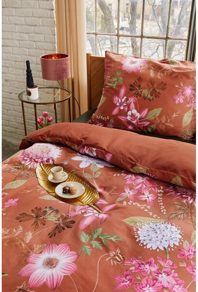 Lenzuola matrimoniali in cotone sateen marrone terracotta 160 x 220 cm Blossom - Bonami Selection