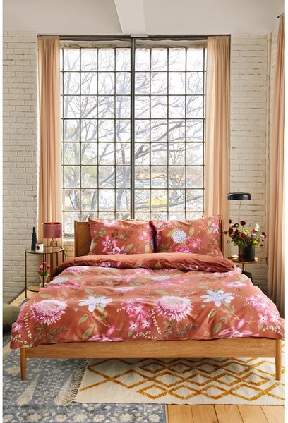 Lenzuola matrimoniali in cotone sateen marrone terracotta 160 x 220 cm Blossom - Bonami Selection