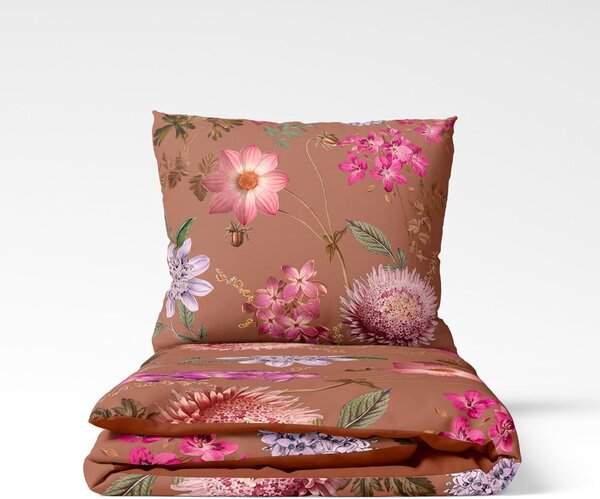 Lenzuola matrimoniali in cotone sateen marrone terracotta 160 x 220 cm Blossom - Bonami Selection