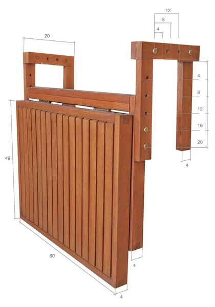 Tavolo da balcone sospeso 64x65 cm Berkeley - Garden Pleasure