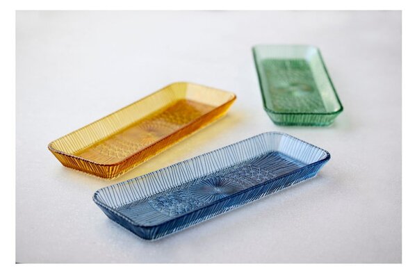 Piatto da portata in vetro blu 14x38 cm Kusintha - Bitz