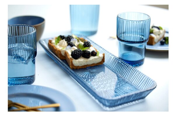 Piatto da portata in vetro blu 14x38 cm Kusintha - Bitz