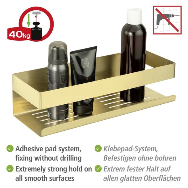 Mensola da bagno color oro adesiva in acciaio inox Genova Matt - Wenko