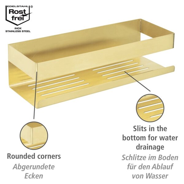 Mensola da bagno color oro adesiva in acciaio inox Genova Matt - Wenko