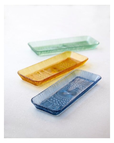 Piatto da portata in vetro blu 14x38 cm Kusintha - Bitz