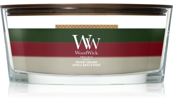 Woodwick Trilogy Holiday Garland candela profumata con stoppino in legno 453.6 g