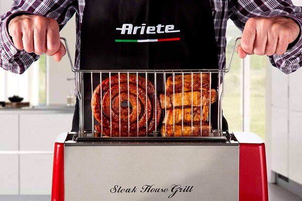 Ariete Bistecchiera Griglia Verticale Potenza 1300 Watt Timer 30 min Vaschetta raccogli Grasso - Steak House Grill 730