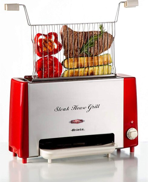 Ariete Bistecchiera Griglia Verticale Potenza 1300 Watt Timer 30 min Vaschetta raccogli Grasso - Steak House Grill 730