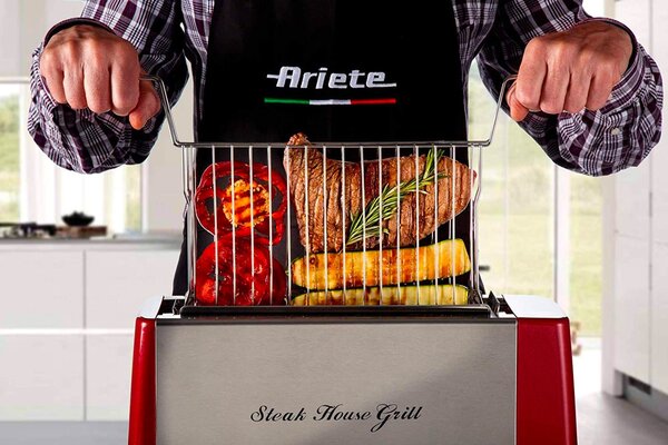 Ariete Bistecchiera Griglia Verticale Potenza 1300 Watt Timer 30 min Vaschetta raccogli Grasso - Steak House Grill 730