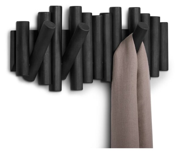 Appendiabiti da parete nero in legno di pino Picket - Umbra
