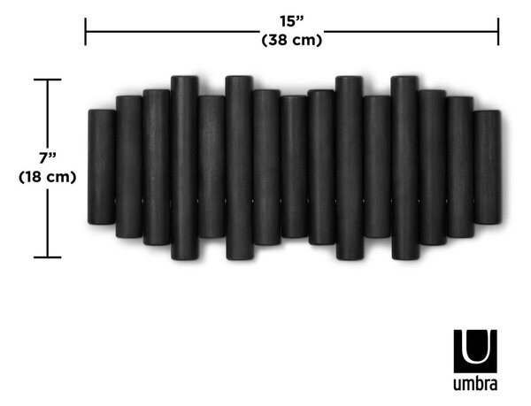 Appendiabiti da parete nero in legno di pino Picket - Umbra