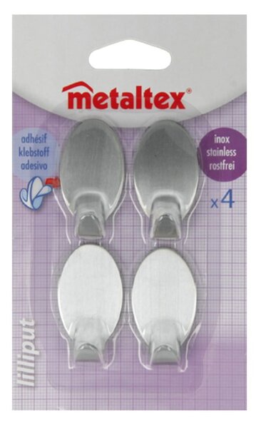 Set di 4 ganci autoadesivi in acciaio inox Bob - Metaltex