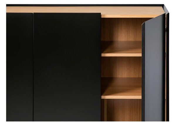 Cassettiera alta nera effetto rovere95x120 cm Arista - Teulat