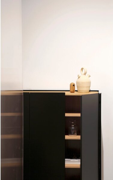 Cassettiera alta nera effetto rovere95x120 cm Arista - Teulat