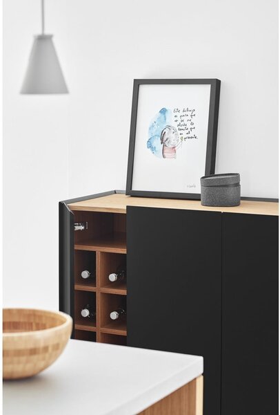 Cassettiera alta nera effetto rovere95x120 cm Arista - Teulat