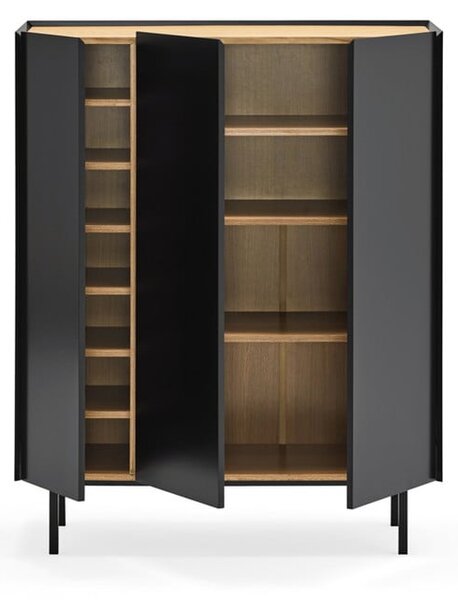 Cassettiera alta nera effetto rovere95x120 cm Arista - Teulat
