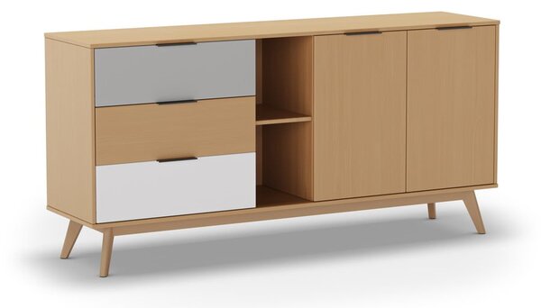 Cassettiera bassa in legno di pino in colore naturale 165x81 cm Elfa - Marckeric