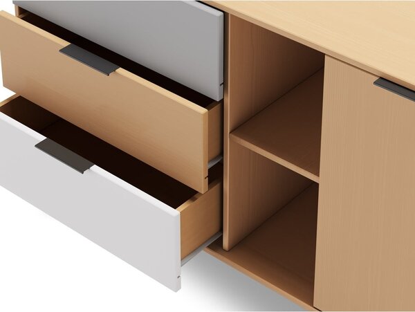 Cassettiera bassa in legno di pino in colore naturale 165x81 cm Elfa - Marckeric