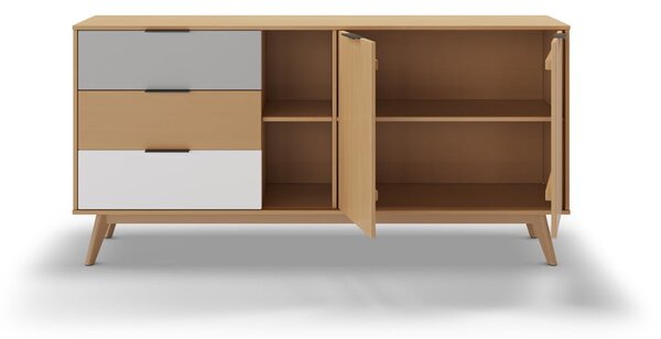 Cassettiera bassa in legno di pino in colore naturale 165x81 cm Elfa - Marckeric