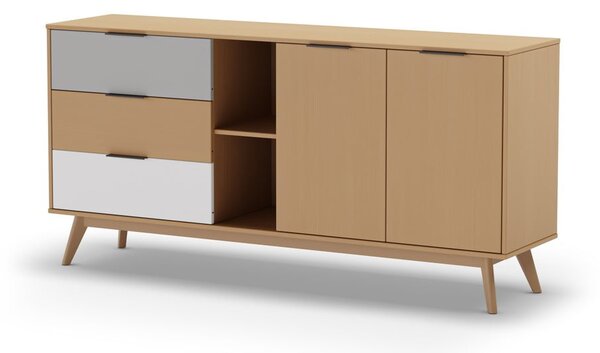 Cassettiera bassa in legno di pino in colore naturale 165x81 cm Elfa - Marckeric