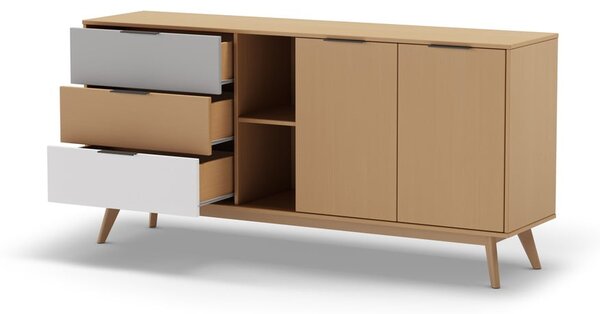 Cassettiera bassa in legno di pino in colore naturale 165x81 cm Elfa - Marckeric