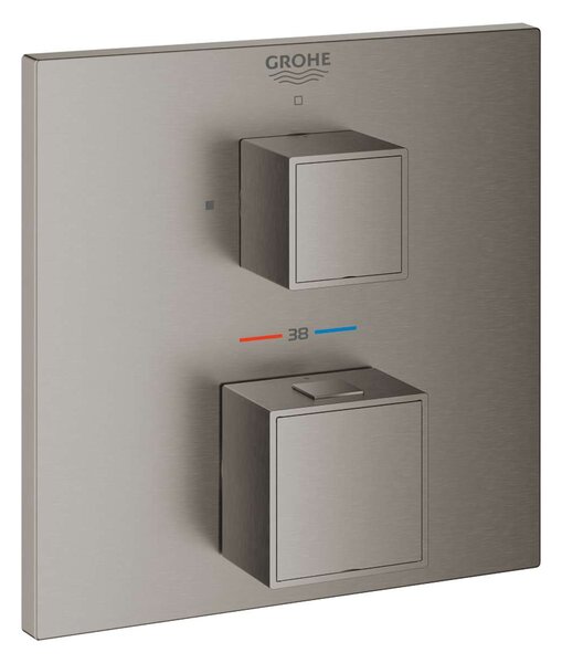 Grohe Grohtherm Cube - Miscelatore doccia termostatico ad incasso, Hard Graphite spazzolata 24153AL0
