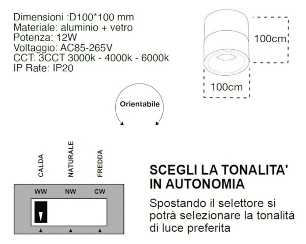 Plafoniera moderna lampadari bartalini yls n led orientabile alluminio - Lampadari Bartalini Gesso