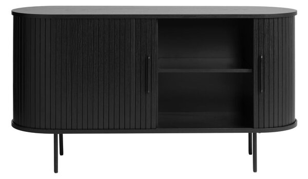 Cassettiera bassa nera effetto rovere 140x76 cm Nola - Unique Furniture