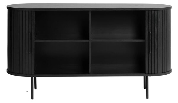 Cassettiera bassa nera effetto rovere 140x76 cm Nola - Unique Furniture