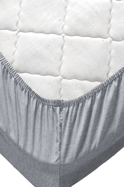 Lenzuolo matrimoniale in cotone/esteso con lenzuolo a benzina/grigio 200x220 cm - Mila Home