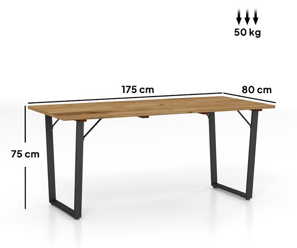 Outsunny Tavolo da Giardino Rettangolare a 6 Posti con Foro per Ombrellone, Legno e Acciaio, 175x80x75 cm, Marrone