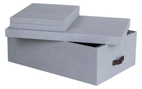 Scatole di cartone grigio chiaro con coperchio in set da 3 31x47x15 cm Inge - Bigso Box of Sweden