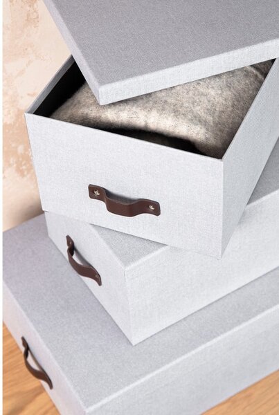 Scatole di cartone grigio chiaro con coperchio in set da 3 31x47x15 cm Inge - Bigso Box of Sweden