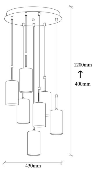 Lampada a sospensione per 7 lampadine in Kem Tube oro - Opviq lights