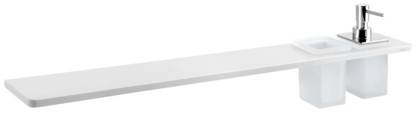 Sapho Abeline - Mensola con dispenser e bicchieri, 80 cm, bianco opaco/cromo AE802-0101-02