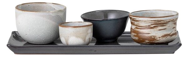 Set di 4 ciotole in gres e vassoio per sushi Masami - Bloomingville