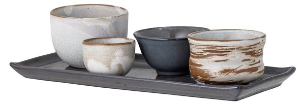 Set di 4 ciotole in gres e vassoio per sushi Masami - Bloomingville