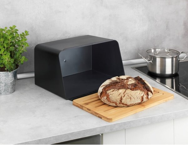 Scatola del pane nera con coperchio in bambù Kubo - Wenko