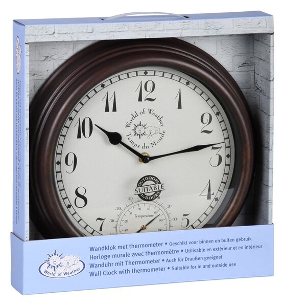 Orologio da parete per esterni con termometro Tempo - Esschert Design