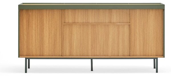 Cassettiera bassa in rovere decorato in colore verde-naturale 165x78 cm Arista - Teulat
