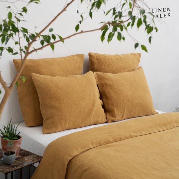 Biancheria da letto matrimoniale in fibra di canapa color senape 200x220 cm - Linen Tales