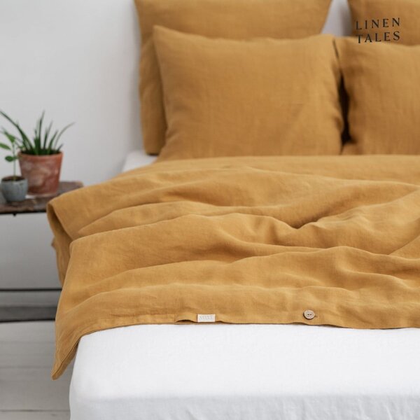Biancheria da letto matrimoniale in fibra di canapa color senape 200x220 cm - Linen Tales