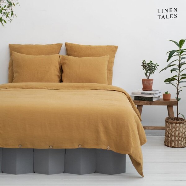 Biancheria da letto matrimoniale in fibra di canapa color senape 200x220 cm - Linen Tales