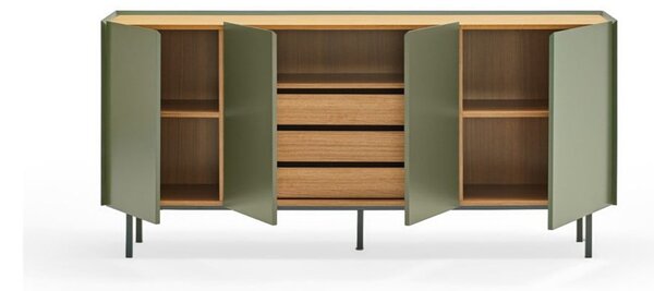 Cassettiera bassa in rovere decorato in colore verde-naturale 165x78 cm Arista - Teulat