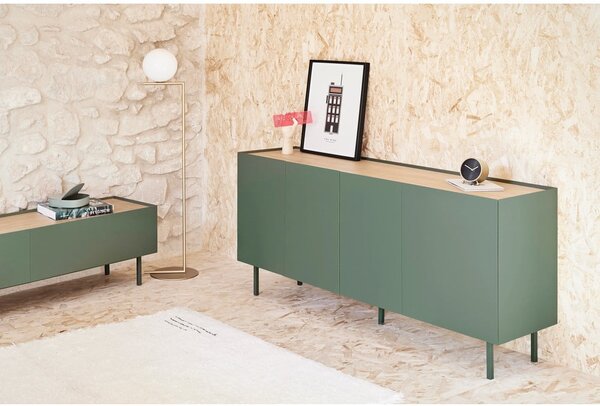 Cassettiera bassa in rovere decorato in colore verde-naturale 165x78 cm Arista - Teulat