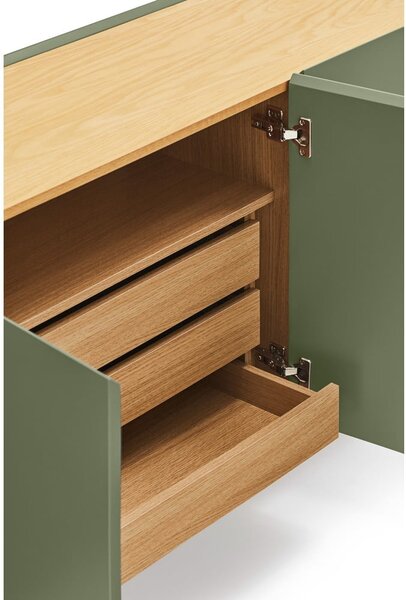 Cassettiera bassa in rovere decorato in colore verde-naturale 165x78 cm Arista - Teulat