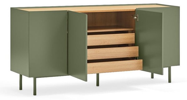 Cassettiera bassa in rovere decorato in colore verde-naturale 165x78 cm Arista - Teulat